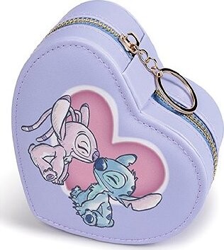 Disney Šperkovnice Stitch & Angel ve tvaru srdce, na zip, fialová