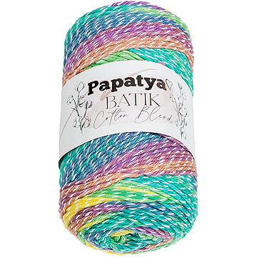 BELLATEX Priadza Papatya Cotton Blend batik 100 g, 1005 biela, ružová, zelená