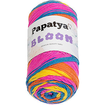 BELLATEX Priadza Papatya Bloom 100 g, 07 žltá, modrá, ružová