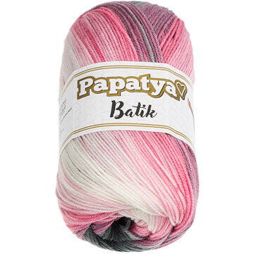 BELLATEX Priadza Papatya Batik 100 g - 554-21 biela, šedá, ružová