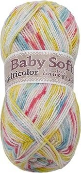 Baby soft multicolor 100 g – 606 biela, žltá, tyrkysová, ružová