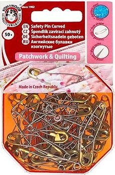 BELLATEX Špendlík zatvárací zahnutý, nerez/mosadz DUPLEX 50 ks