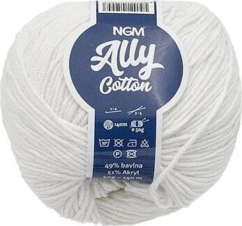 Ally cotton 50 g – 000 biela