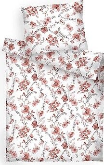 Dadka Povlečení bavlna 140 × 200 cm, 70 × 90 cm, Kvítí terracota na bílém