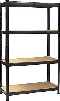 Hogler 2902 Kovový skladovací regál, 4 police, 180 × 90 × 40 cm, černý
