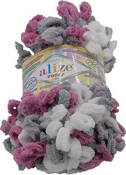 Puffy color 100 g – 6070 biela, sivá, tmavoružová