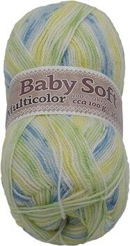 Baby soft multicolor 100 g – 609 biela, žltá, modrá, zelená