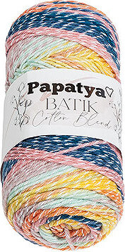 BELLATEX Priadza Papatya Cotton Blend batik 100 g, 1003 biela, oranžová, ružová