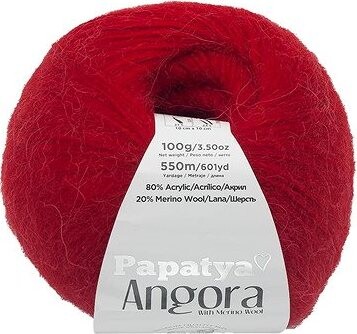 Bellatex Angora Merino Papatya 100g, 3080 červená