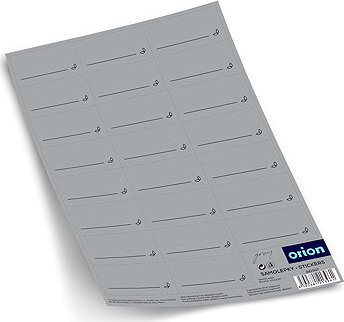 ORION Samolepky na koreničky GREY obdĺžnik prázdne 23 sivé, CZ, SK