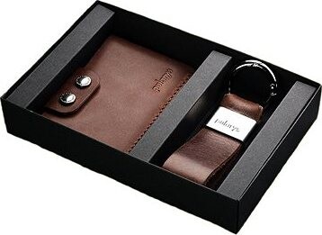 Pularys dárková sada pánská kožená peněženka Hobby a přívěsek na klíče hnědá