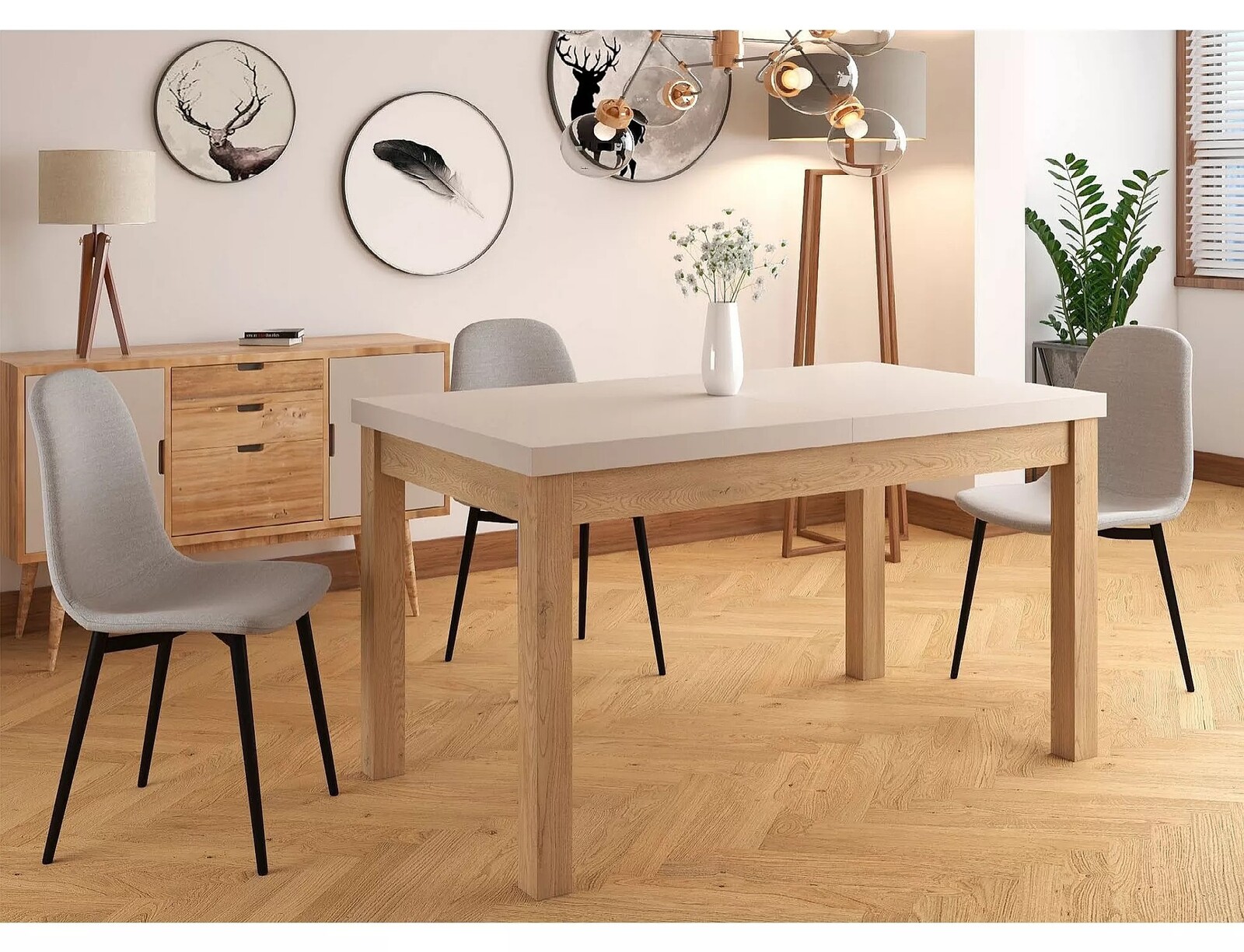 Jídelní stůl Presto 140/218 cm kašmír/dub cremona torro