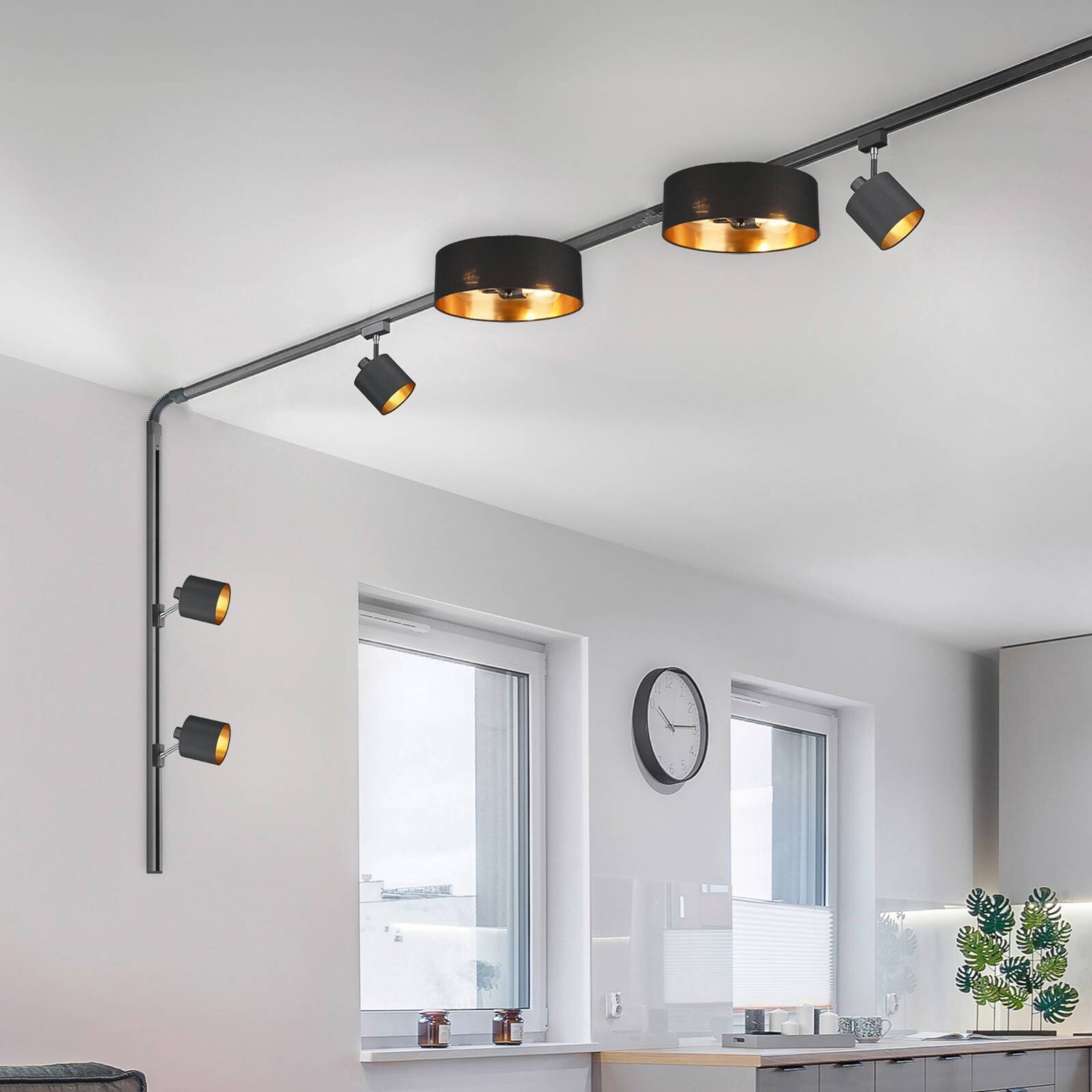 Sada koľajníc DUOline Hostel/Tommy, čierna 3 m 6-pl. E27/E14