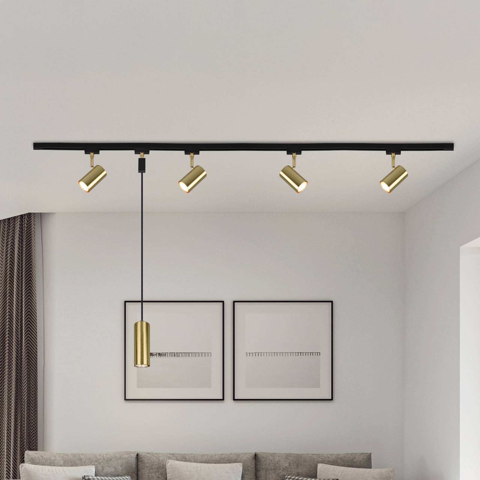 Sada koľajníc DUOline Marley, čierna/mosadz, 2 m, 6-pl. GU10
