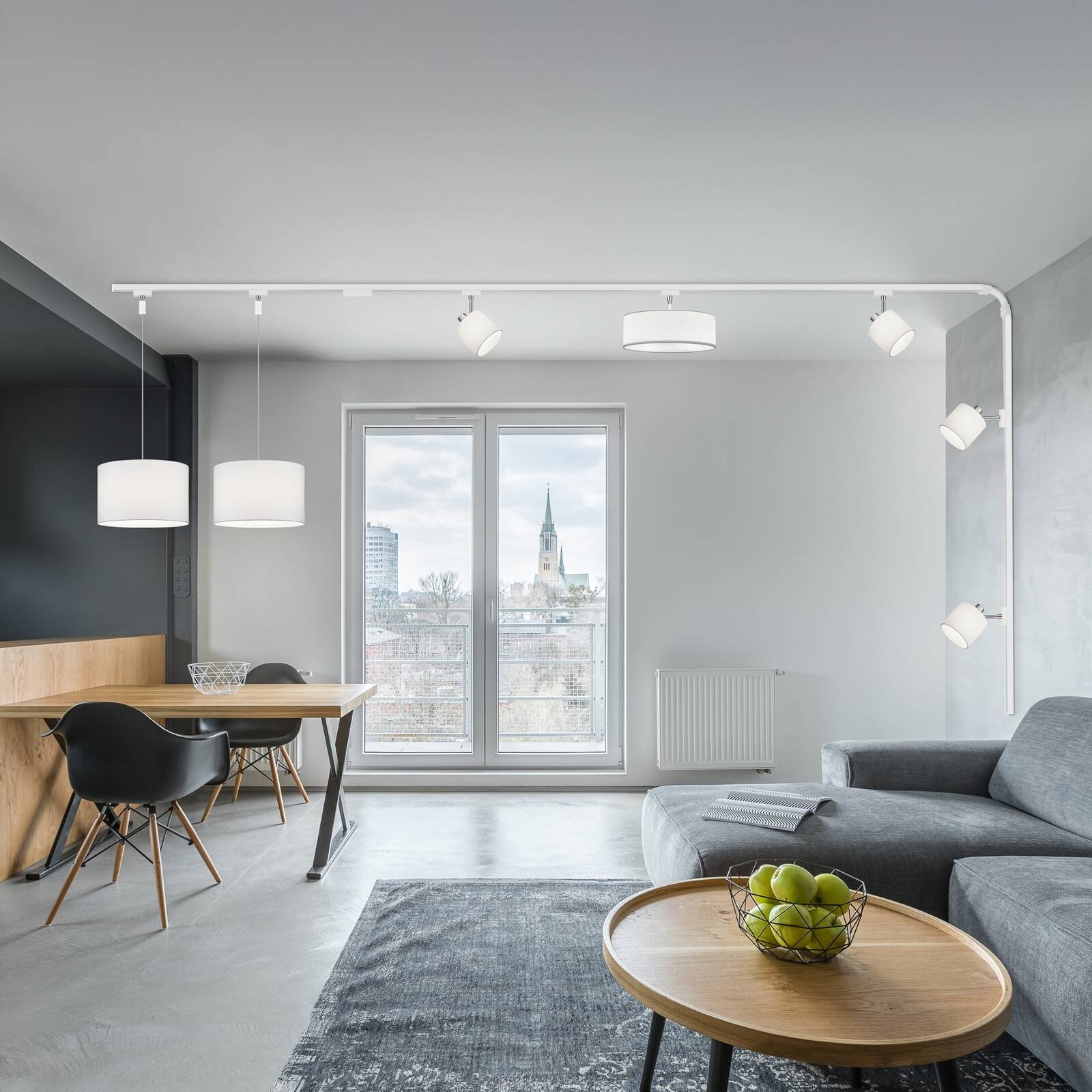 Sada koľajníc DUOline Hotel/Tommy, biela, 4 m, 7-pl., E27/E14