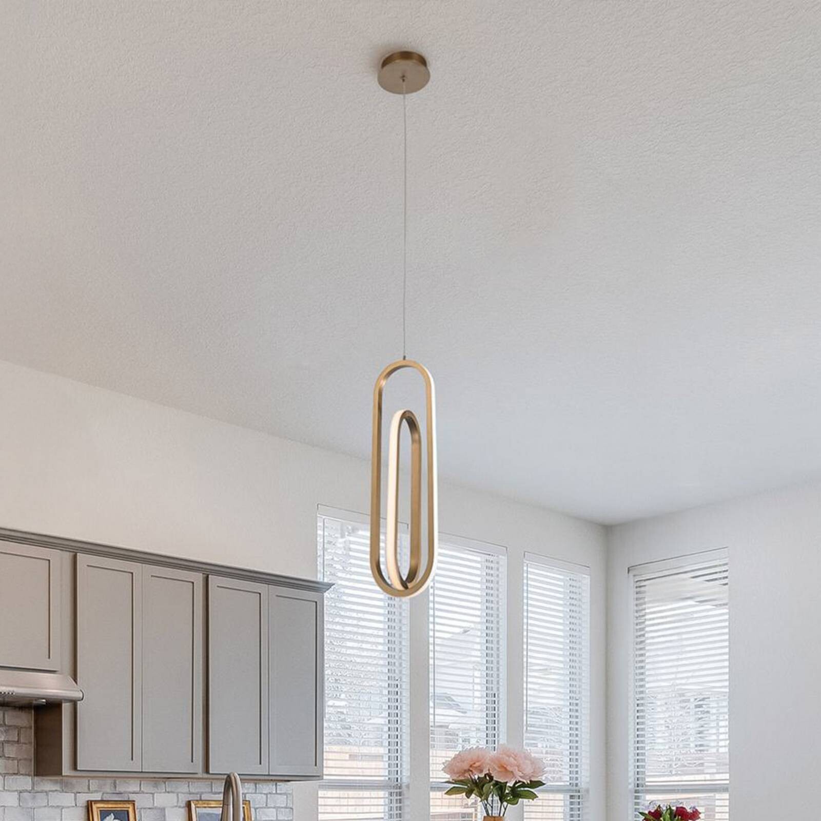 LED závesné svietidlo DENMARK, zlatá brúsená, Ø 21 cm, kov