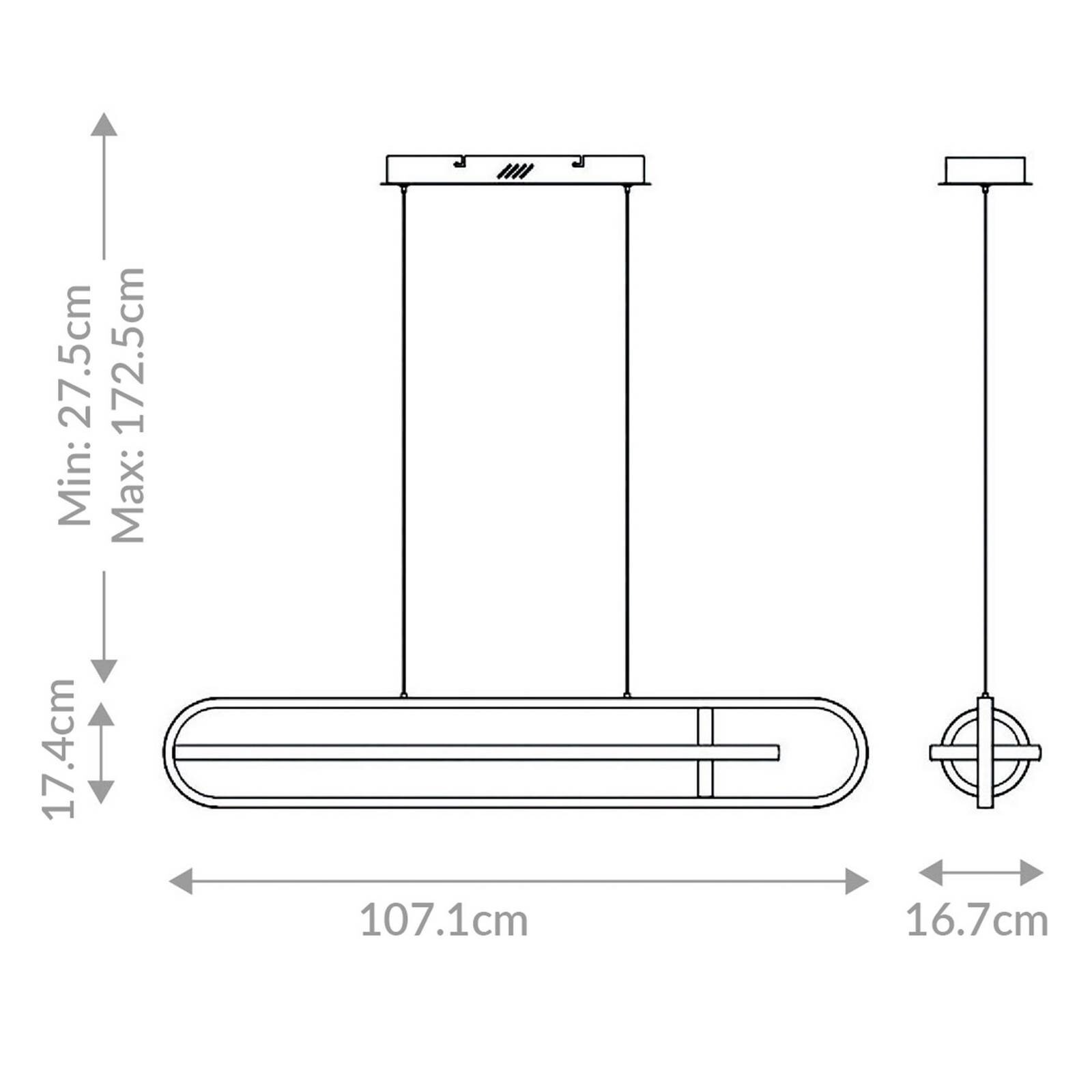 LED závesné svietidlo DENMARK, čierna matná, dĺžka 107 cm, kov