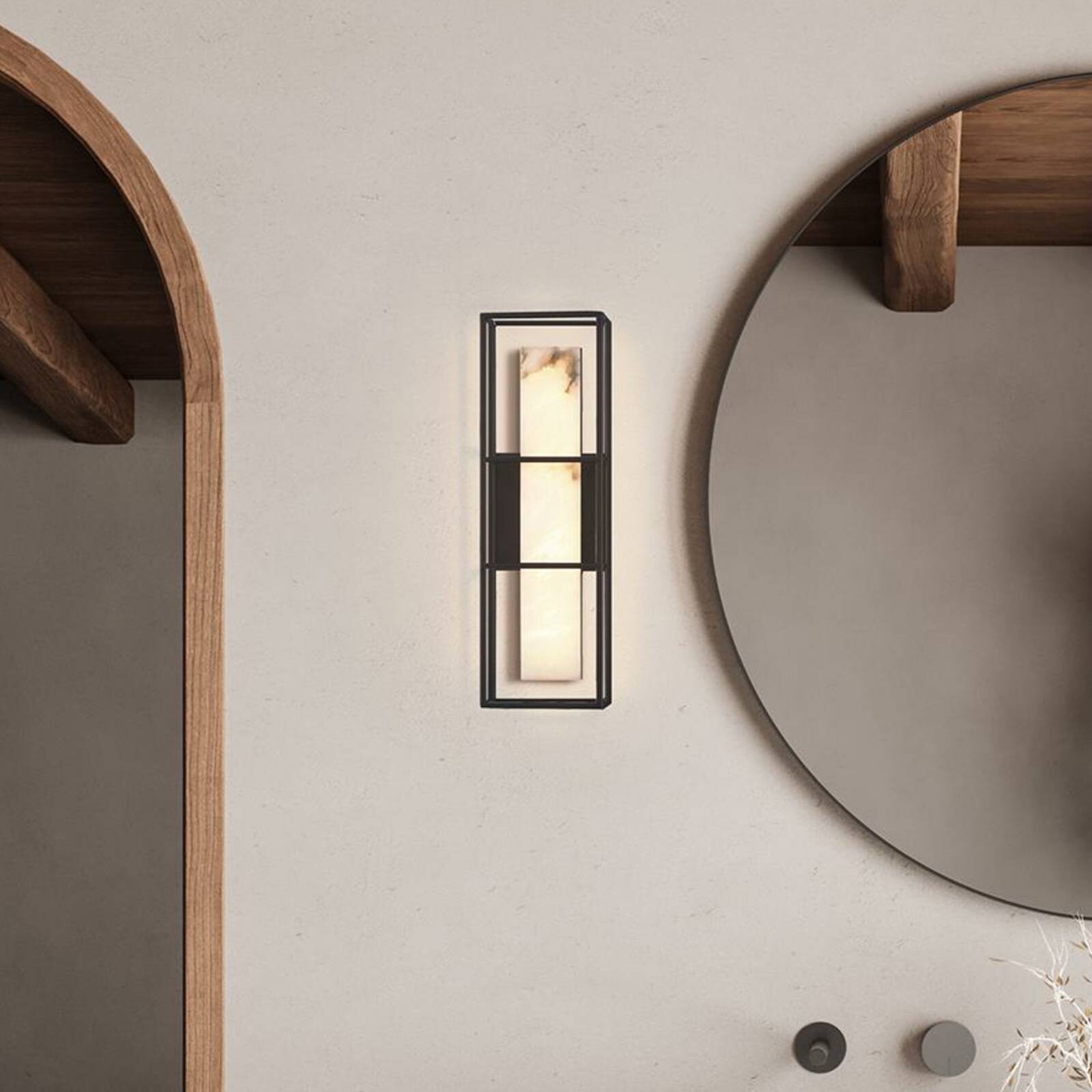 LED vonkajšie nástenné svietidlo BLAKLEY čierna/alabastrová výška 41 cm IP44