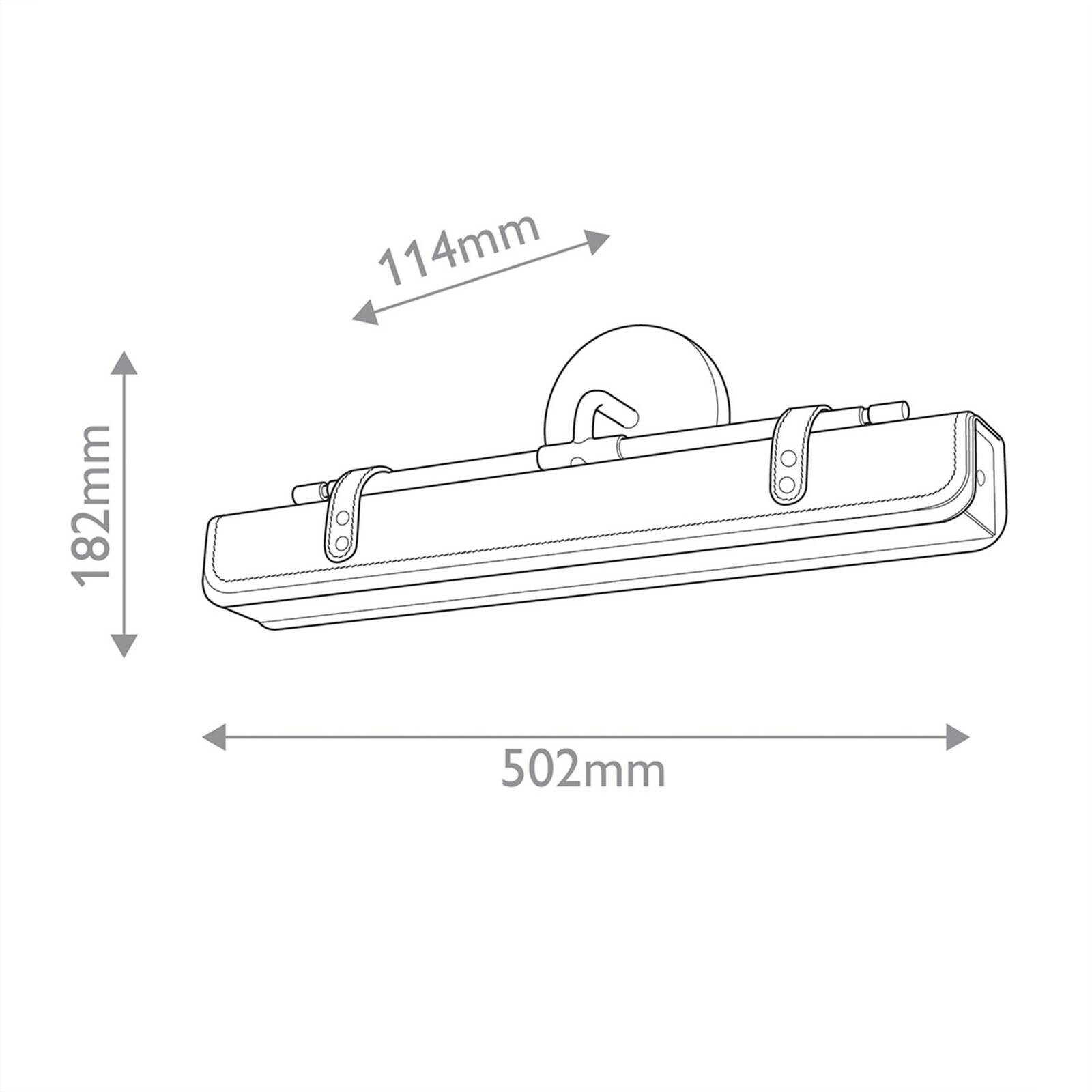 LED nástenné svetlo VALISE, čierne/stará mosadz, 50 cm umelá koža
