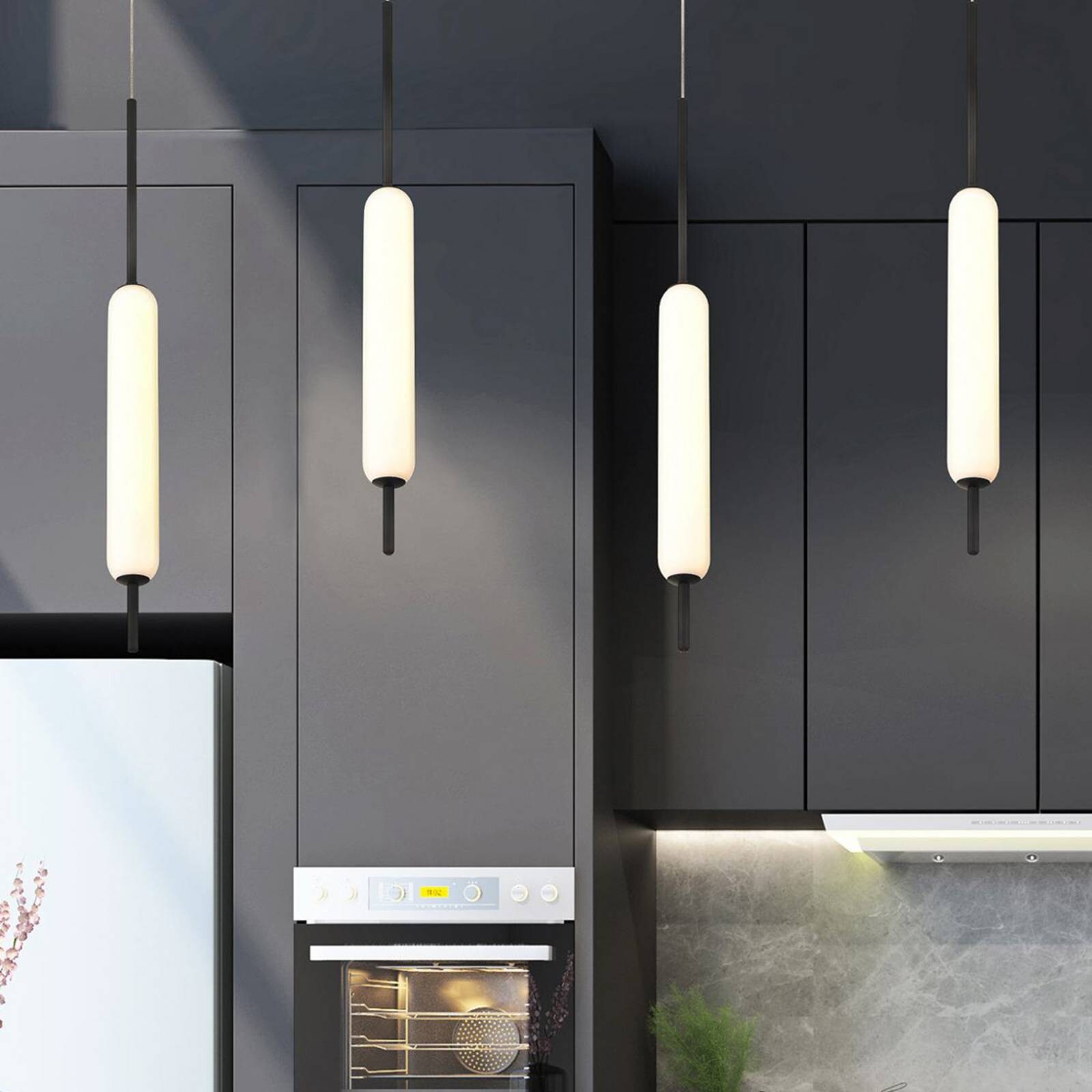 LED závesné svietidlo CUMBERLAND, čierne, Ø 13 cm, kov/sklo