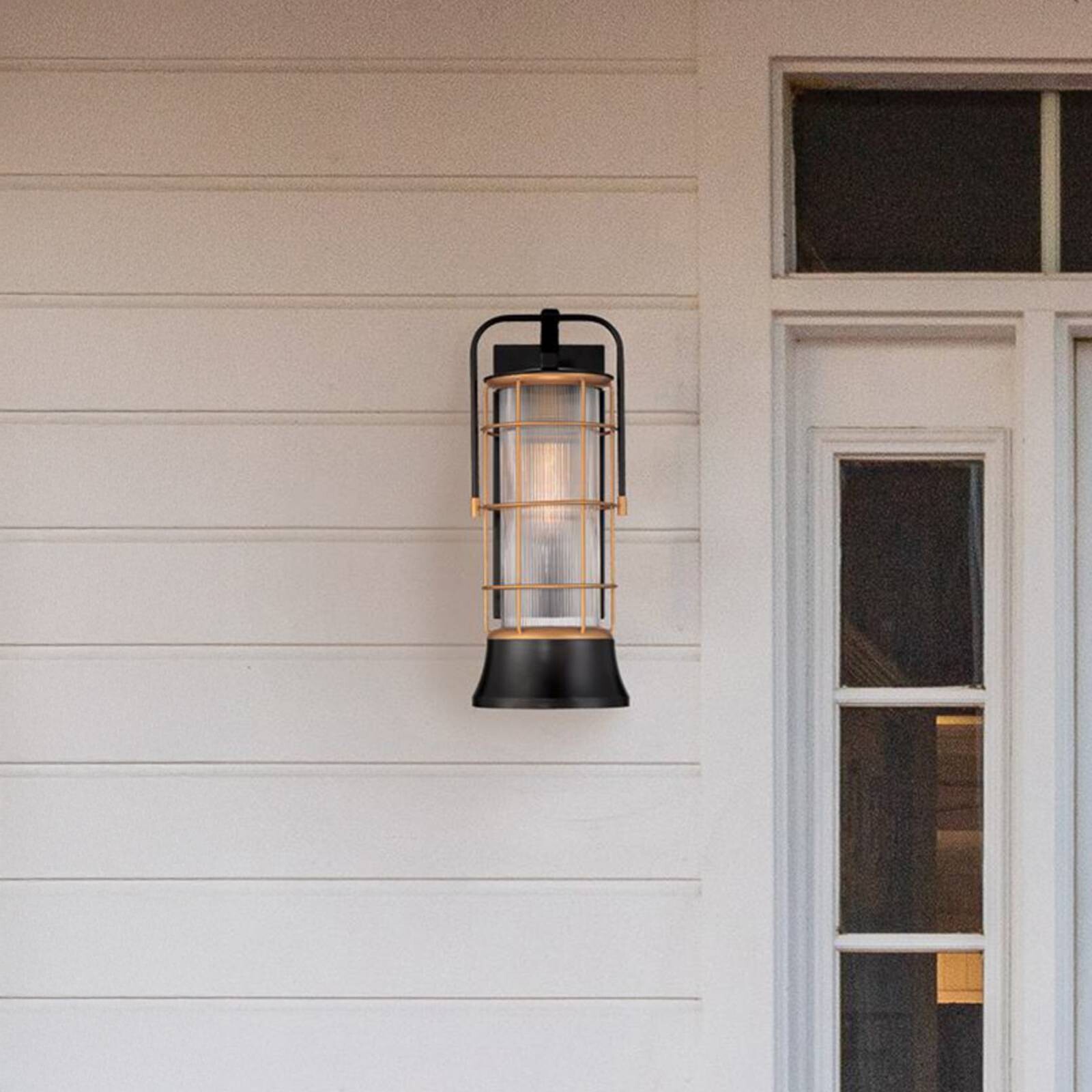 Vonkajšie nástenné svietidlo RIVAMAR, výška 41 cm, čierna/zlatá, IP44 E27