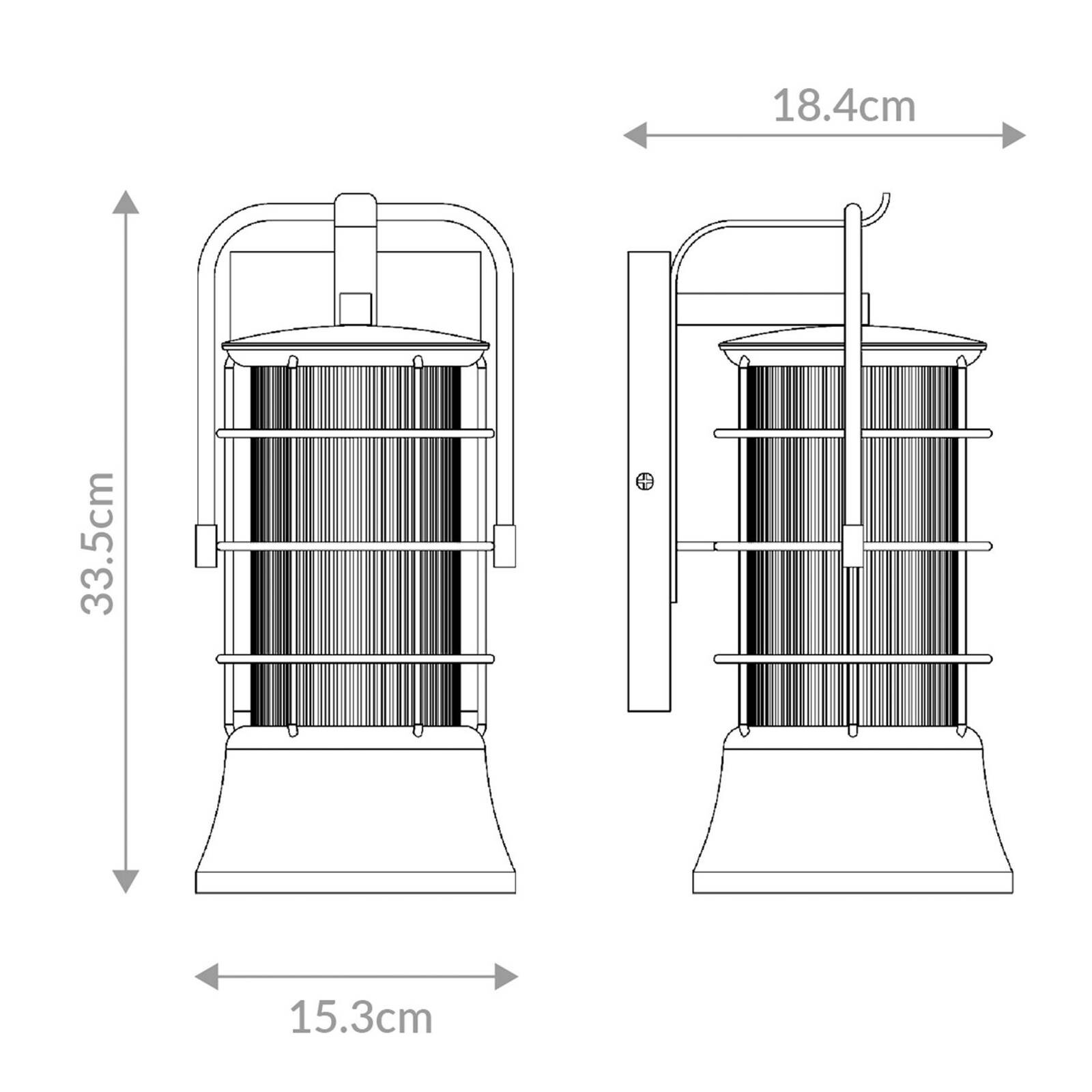 Vonkajšie nástenné svietidlo RIVAMAR, výška 34 cm, čierna/zlatá, IP44 E27
