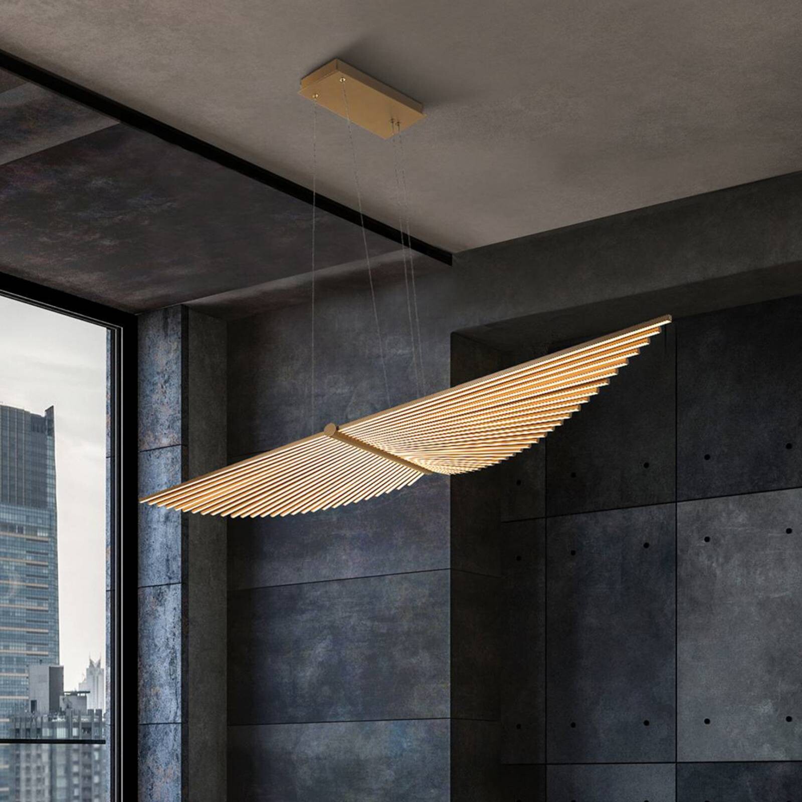 LED závesné svietidlo SERAPH, zlatá kefovaná, dĺžka 105 cm, kov