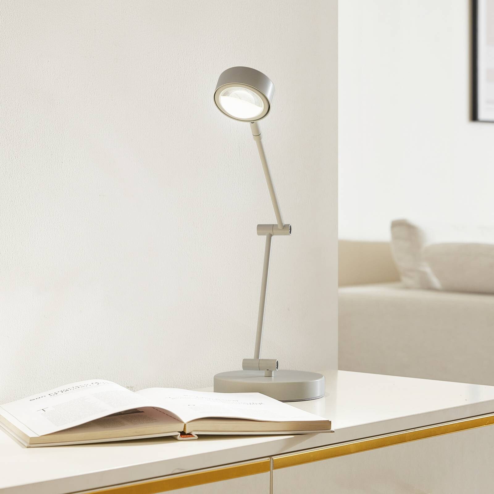 Lindby stolová lampa Jyla, 36 cm, matná biela, GX53, flexibilná