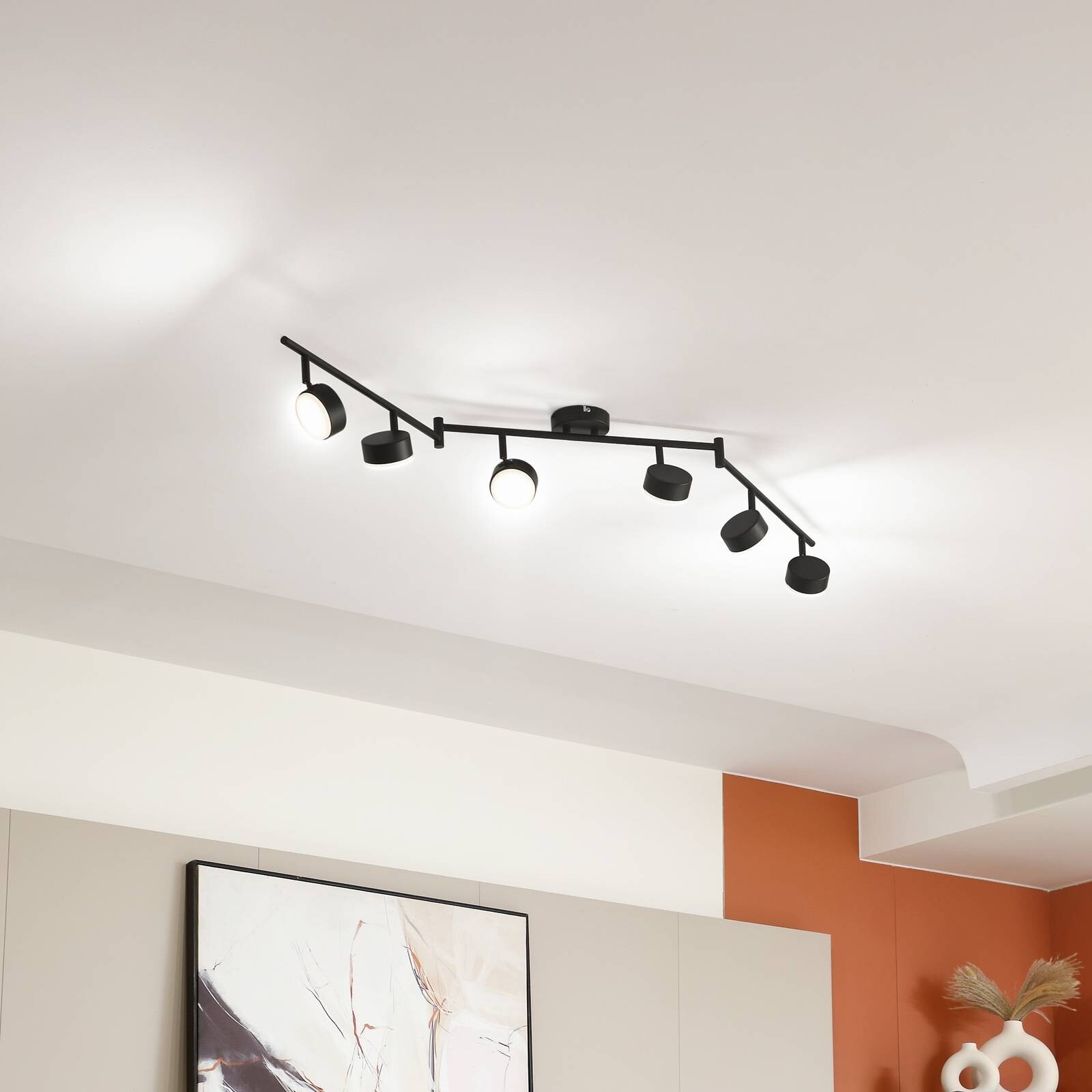 Lindby stropné svietidlo Jyla, 6-pl, čierne matné