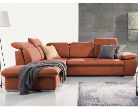 Rohová sedačka Aldon, tehlová štruktúrovaná látka, ľavý roh%