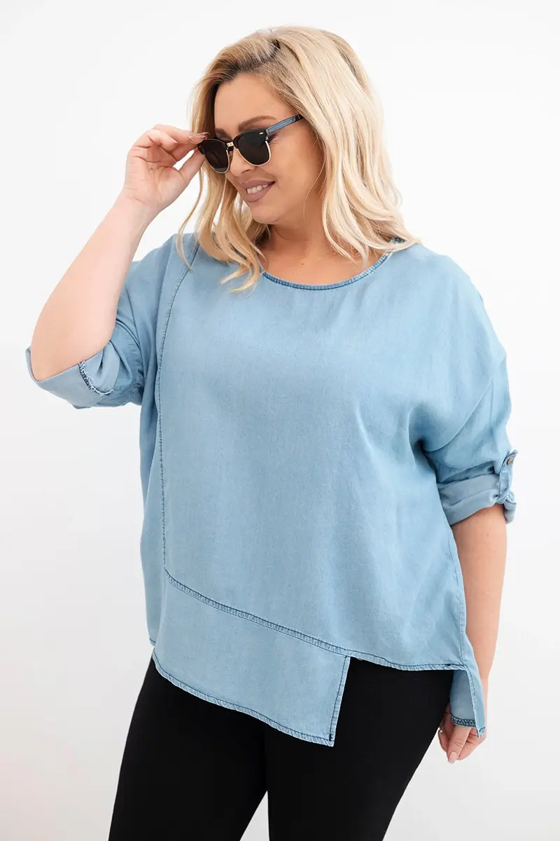 Plus size top z lyocellu s asymetrickým spodkom