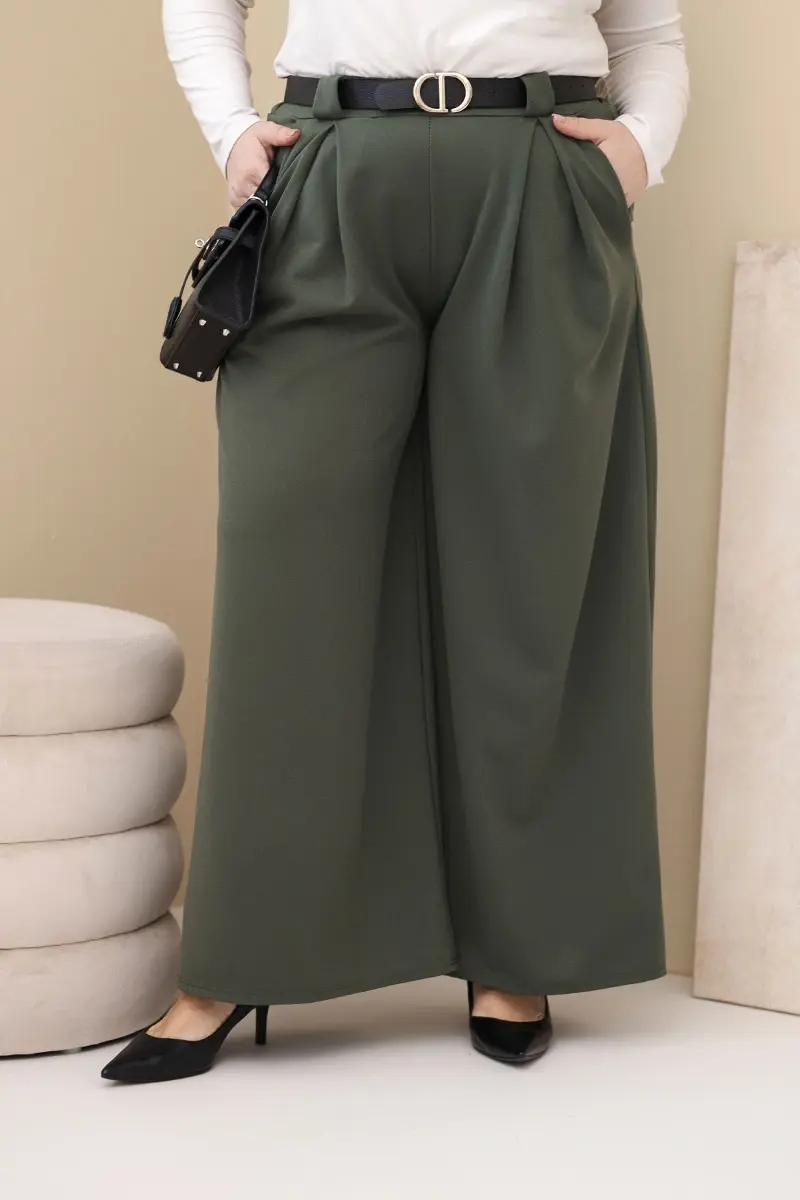 Kesi Plus Size dámske nohavice s opaskom