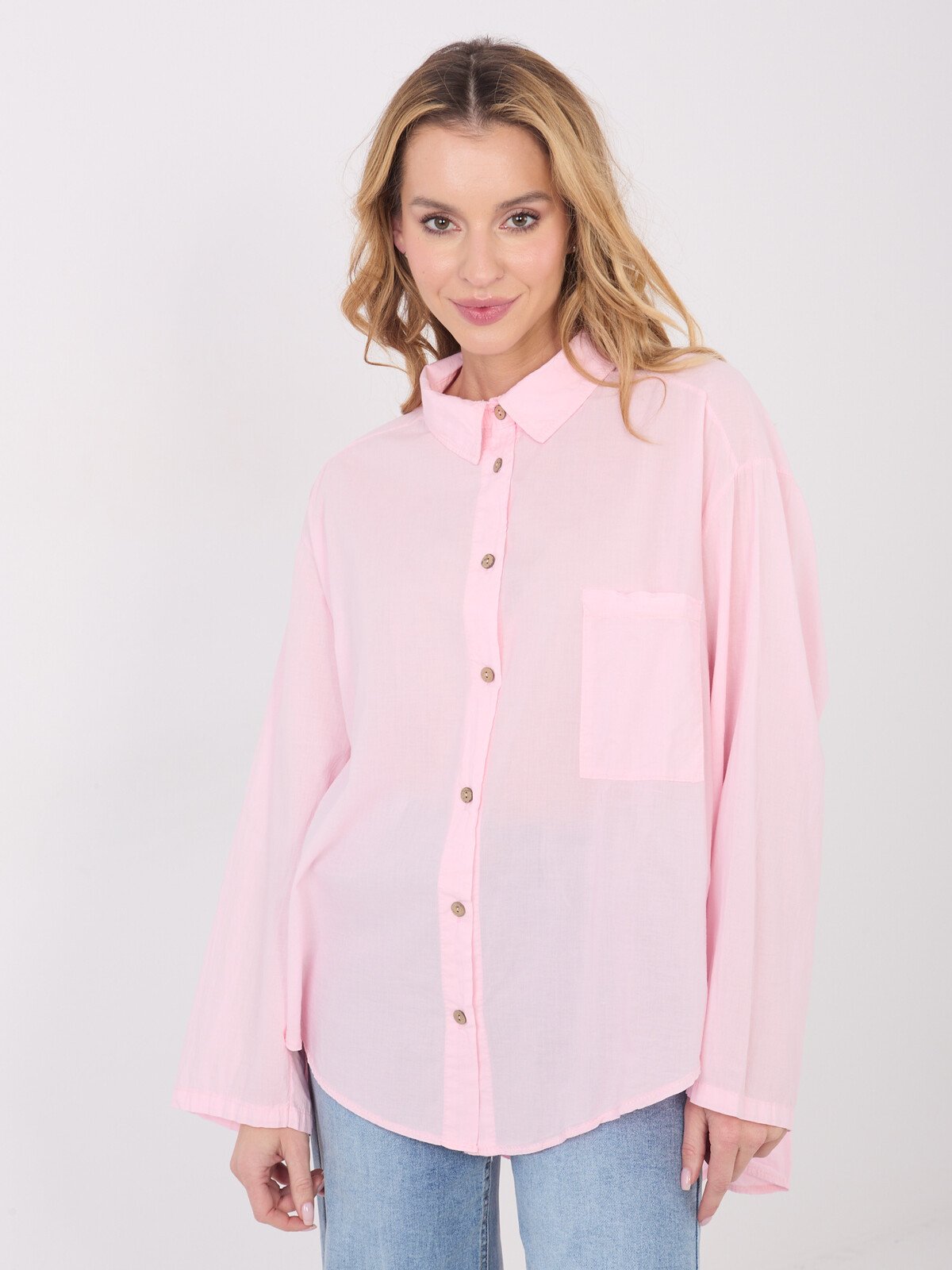 Ružová košeľa s dlhým rukávom