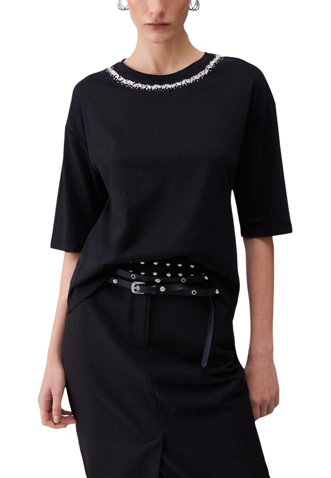 Čierne tričko Liu Jo s ozdobným výstrihom