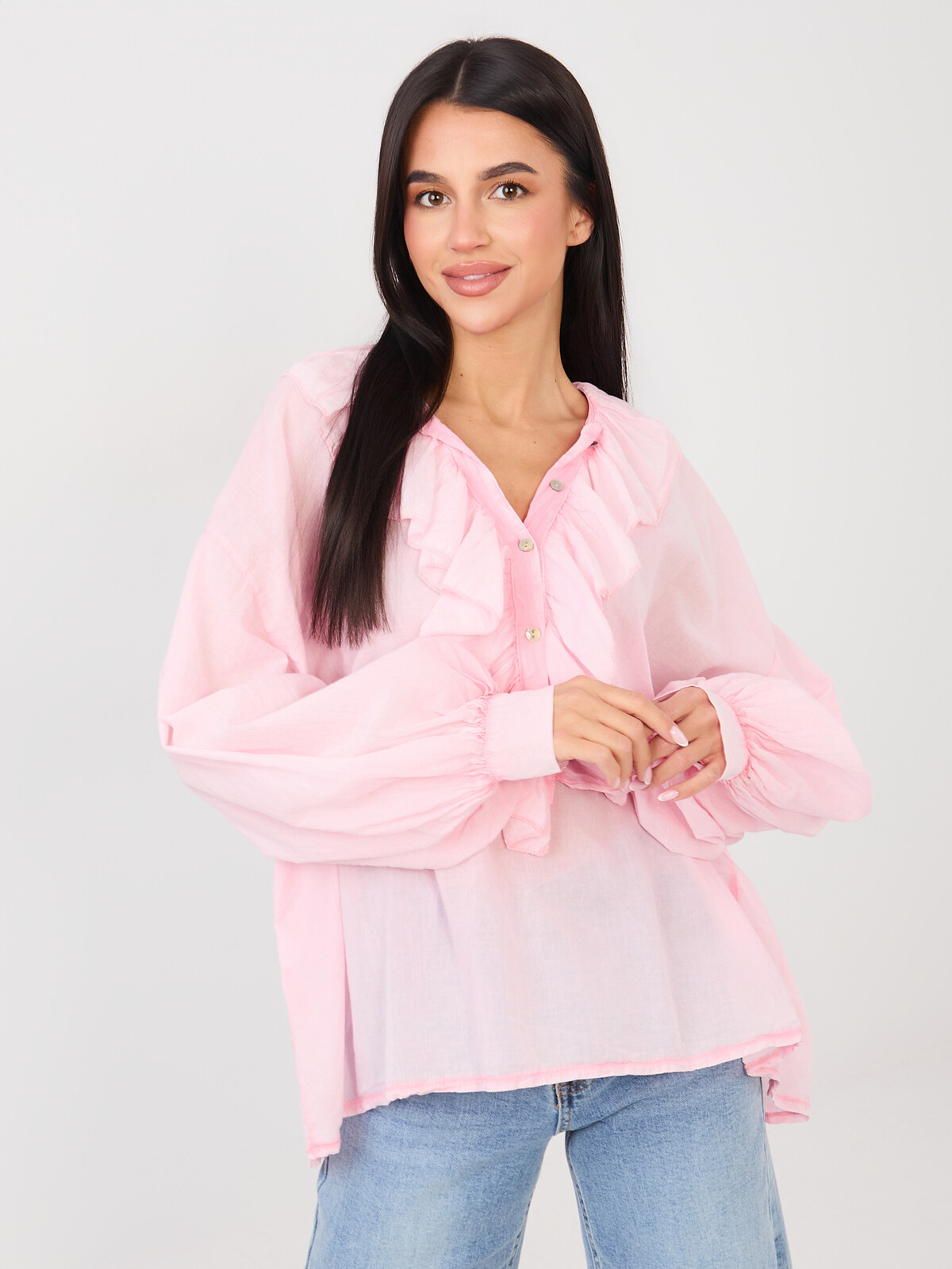 Ružová blúzka s volánmi