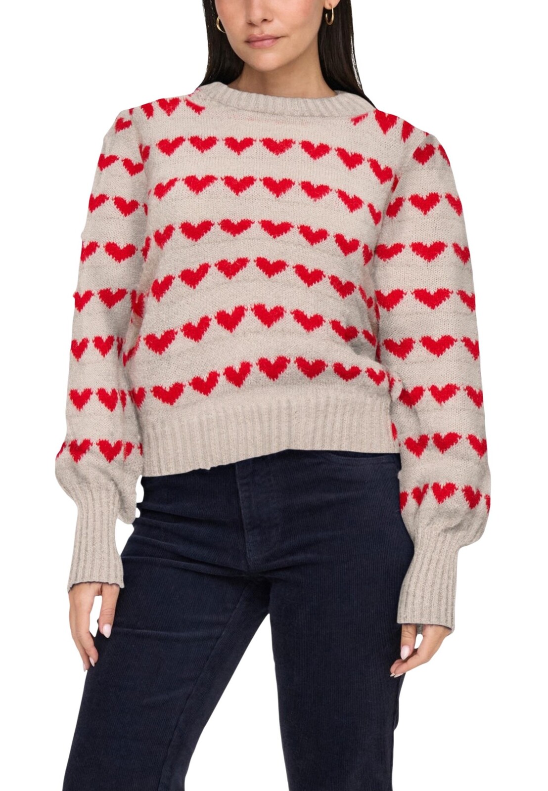 Jacqueline De Yong sveter srdiečkový vzor