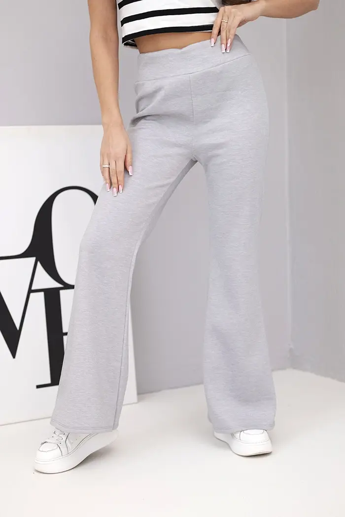 Kesi Włoski Dámske nohavice maslo s rozšírenou nohavicou šedé