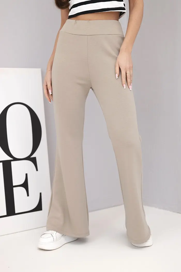 Kesi Włoski Dámske nohavice maslo s rozšírenou nohavicou fango