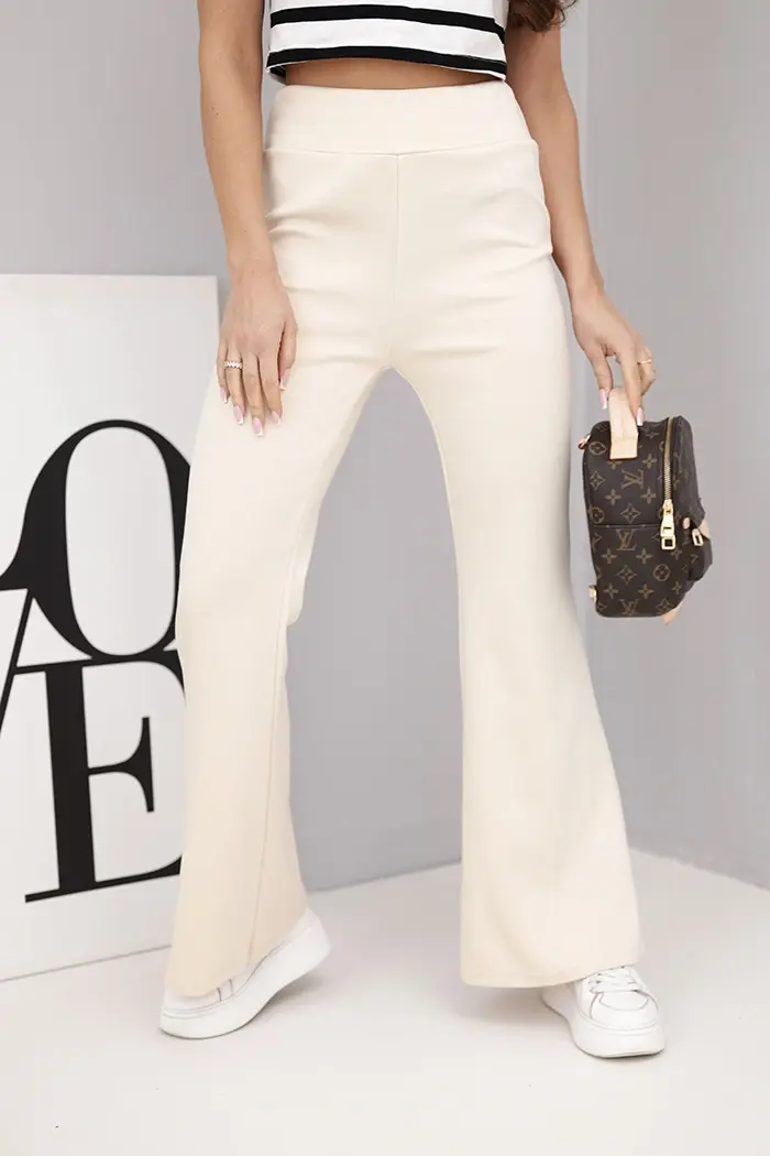 Kesi Włoski Dámske nohavice maslo s rozšírenou nohavicou béžové