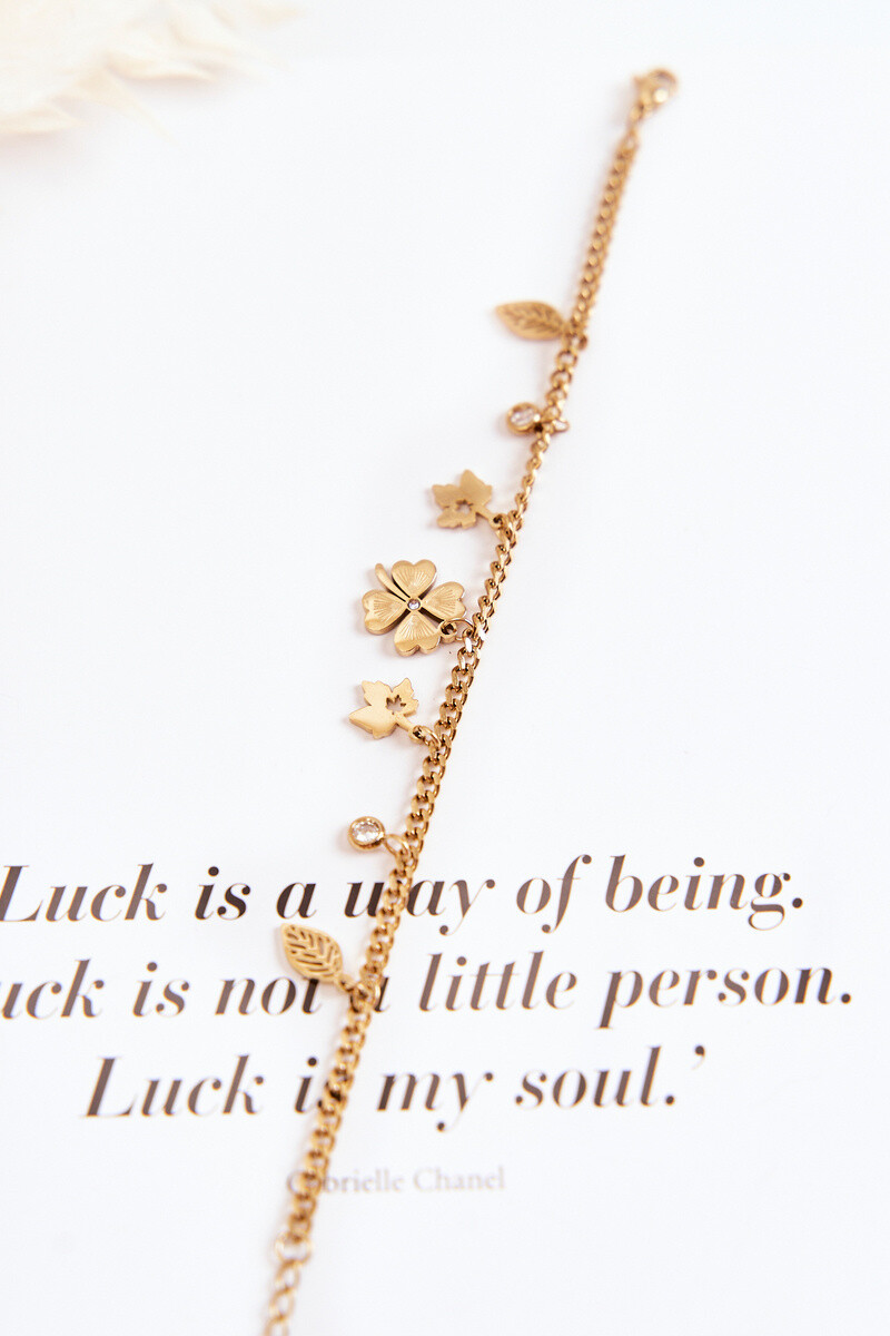 Glam Chic náramok s ďatelinou a listami