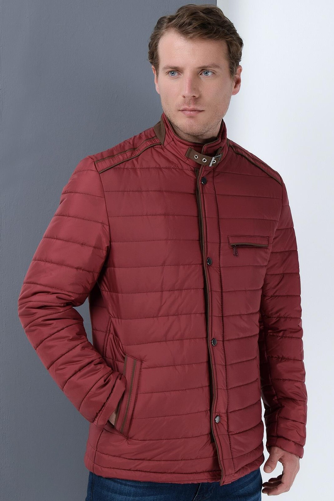 M8610 DEWBERRY SLIM FIT JACKET-PLAIN BURGUNDY