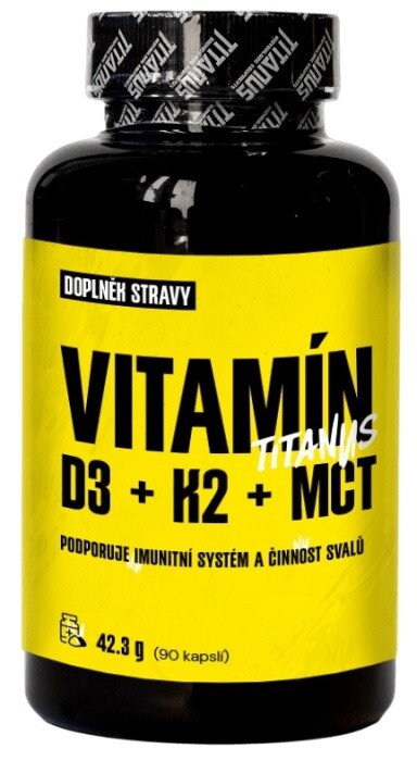 Titánus vitamín d3 + k2 + mct 90 kapslí