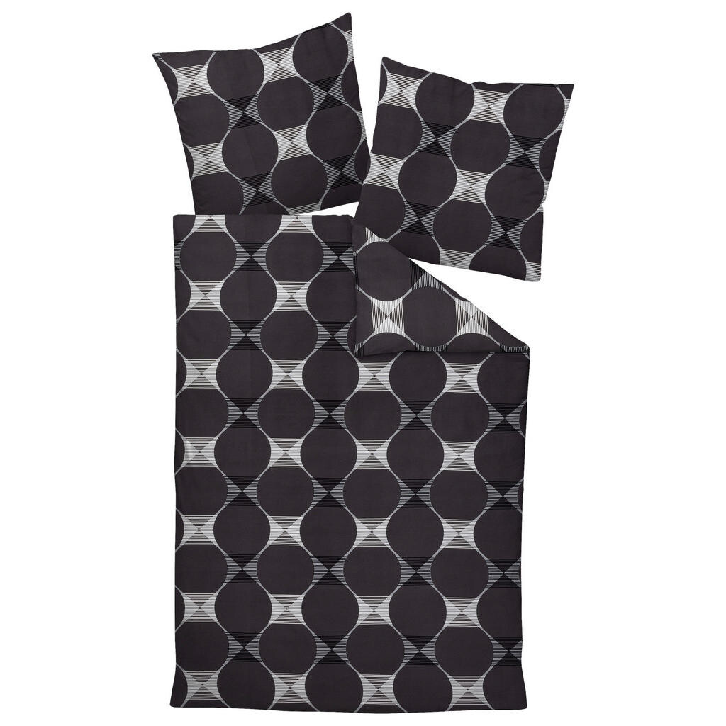 Janine POSTEĽNÁ BIELIZEŇ, makosatén, antracitová, sivá, 135/200 cm