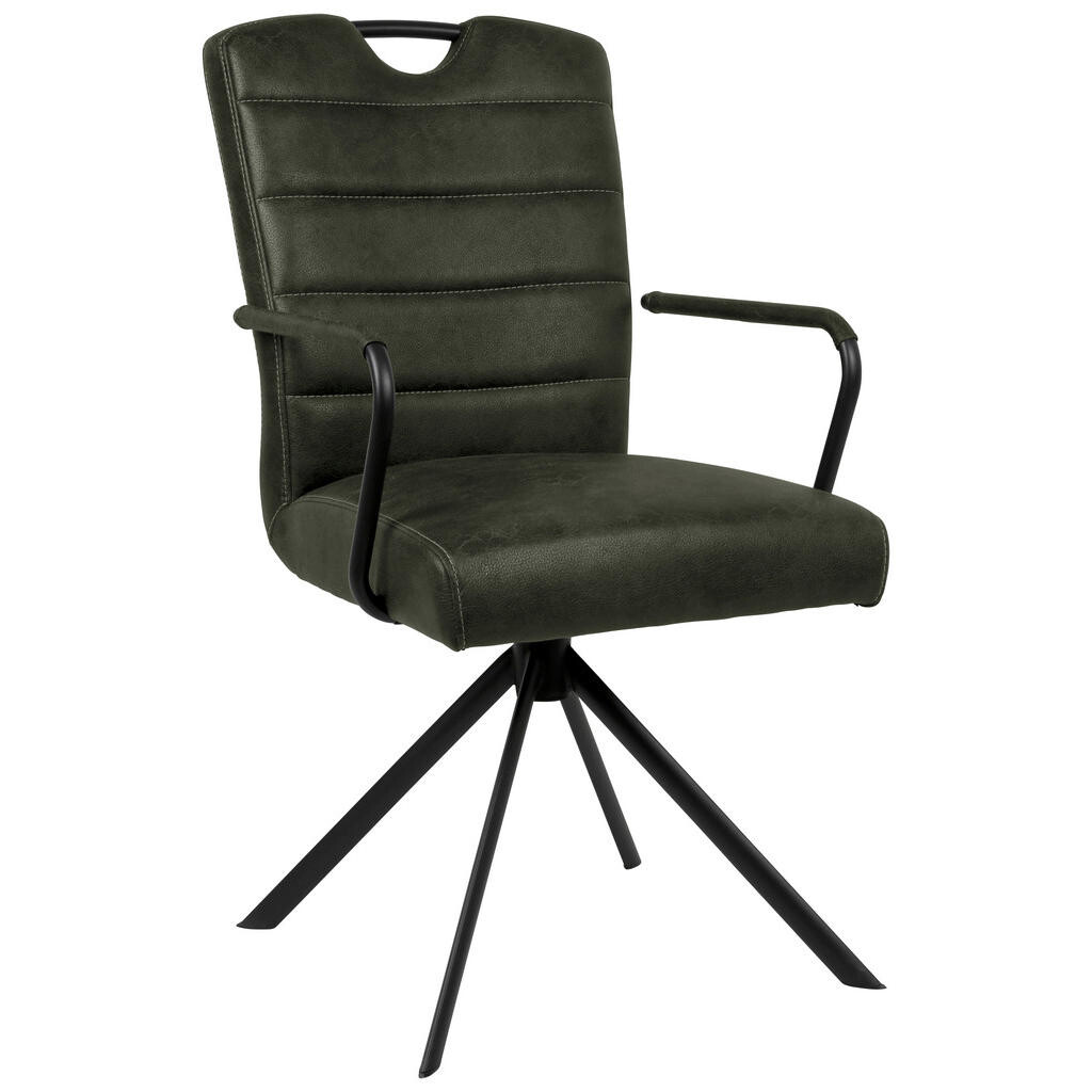 Ambia Home STOLIČKA S PODRÚČKAMI, mikrovlákno, čierna, tmavozelená