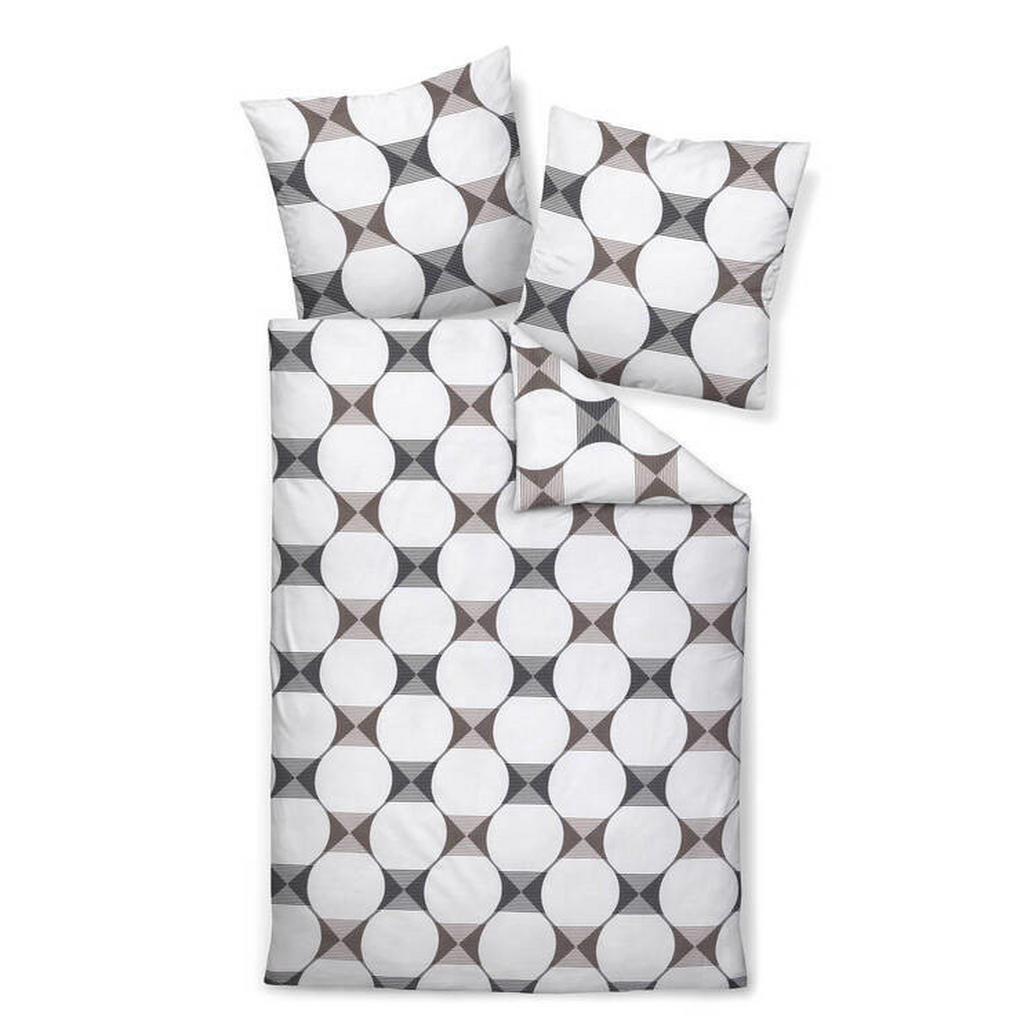 Janine POSTEĽNÁ BIELIZEŇ, makosatén, sivá, čierna, biela, 135/200 cm