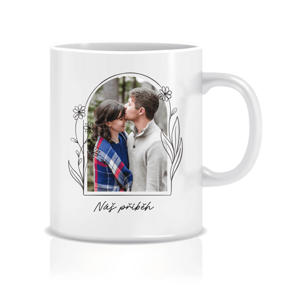 Personalizovaný keramický hrnek 300 ml s květinovým ohraničením