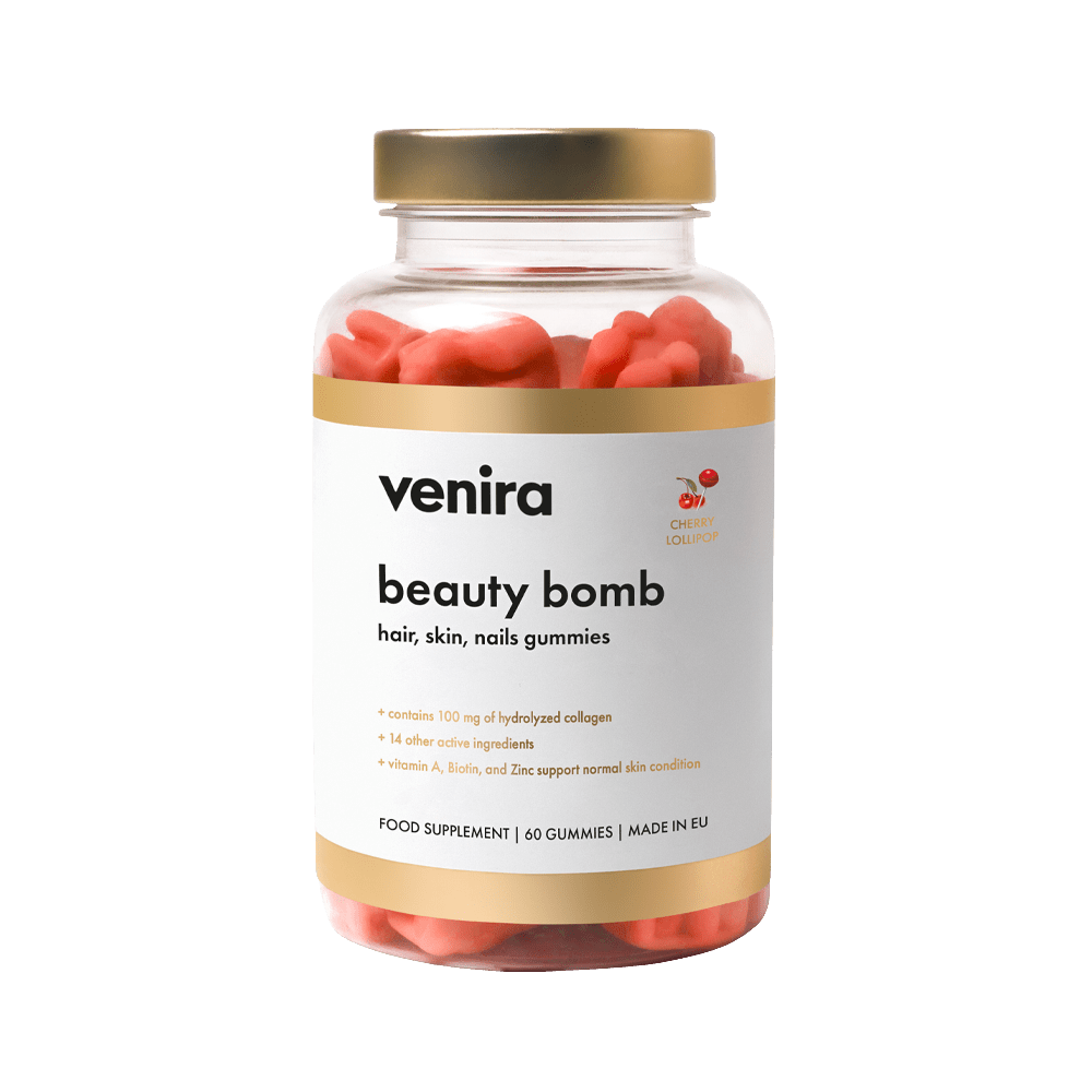 VENIRA beauty bômb - medvedíky pre vlasy, nechty a pleť čerešňové lízatko 60 ks