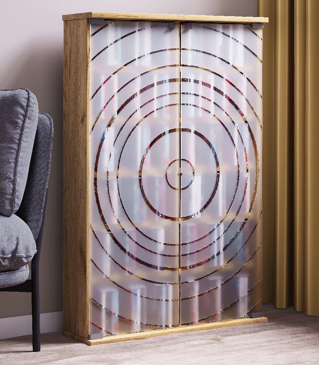 Vitrína na médiá Tilano L, dub medový