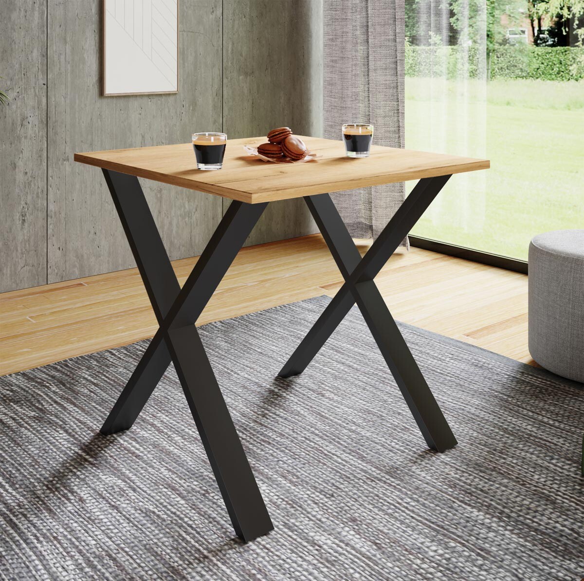 Jedálenský stôl Xona 80x80 X-nohy, medový dub