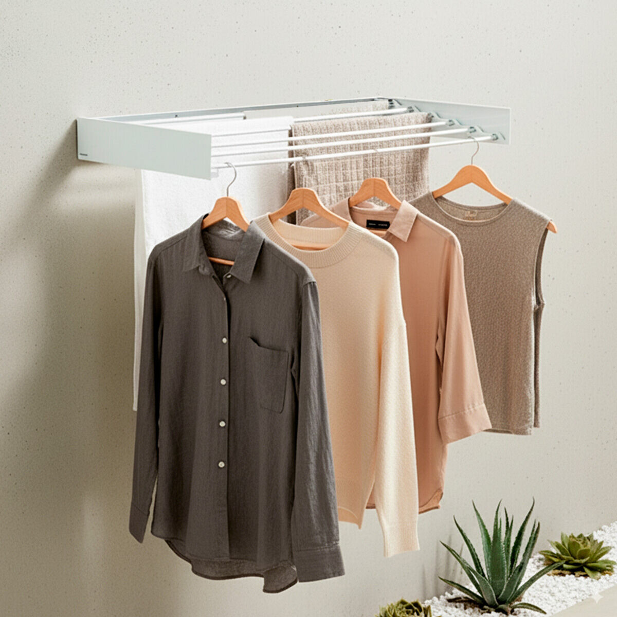 Dryva 100 skladací, výsuvný a zasúvací nástenný sušiak na bielizeň